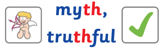 the words 'myth' and 'truthful' as examples  identify